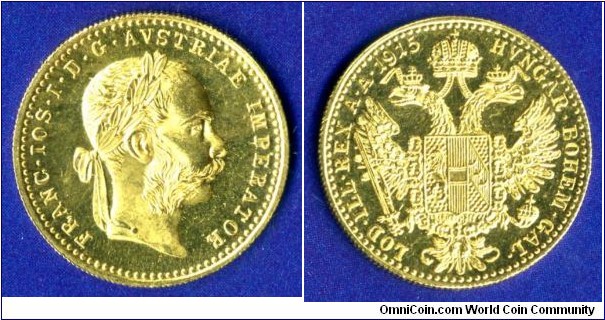 Dukat.
Austro-Hungary empire.
Franc Ioseph I (1848-1916).


Au986f. 3,49gr.