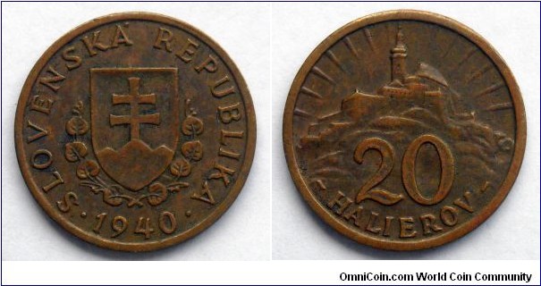 Slovakia 20 halierov.
1940 (II)