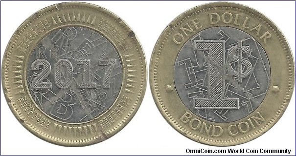 Zimbabwe 1 Dollar Bond Coin 2017
