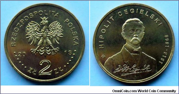 Poland 2 złote.
2013, Hipolit Cegielski (1813-1868)