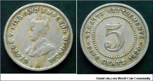 Straits Settlements 5 cents. 1920

