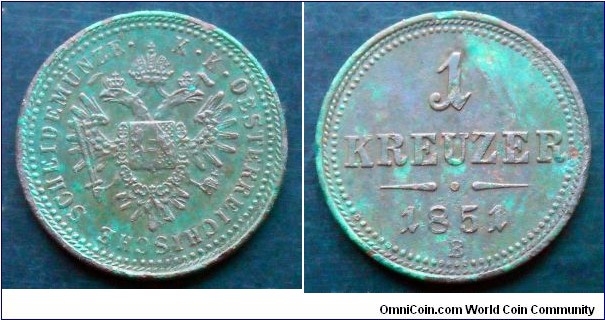 Austria 1 kreuzer.
1851 B