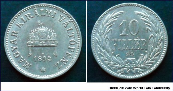 Hungary 10 filler.
1894 (II)