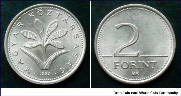 Hungary 2 forint.
1993