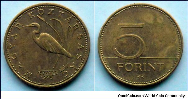Hungary 5 forint.
1996