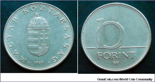 Hungary 10 forint.
1993