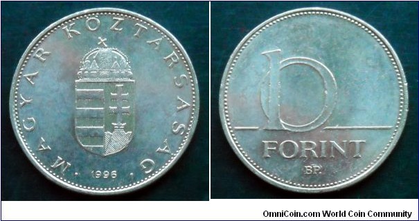 Hungary 10 forint.
1996