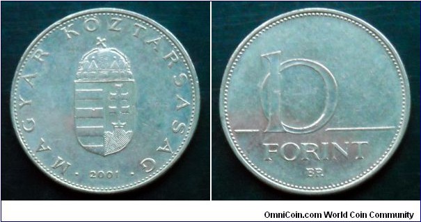 Hungary 10 forint.
2001