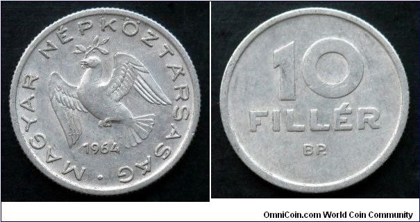 Hungary 10 filler.
1964