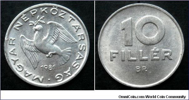 Hungary 10 filler.
1981