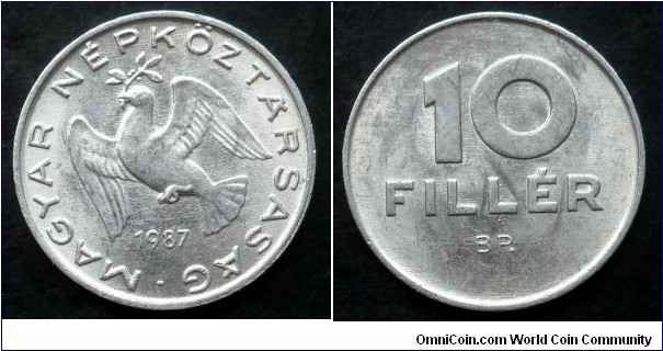 Hungary 10 filler.
1987