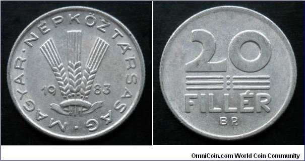 Hungary 20 filler.
1983