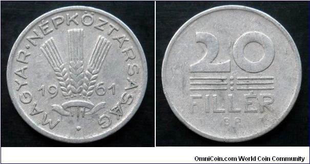 Hungary 20 filler.
1961