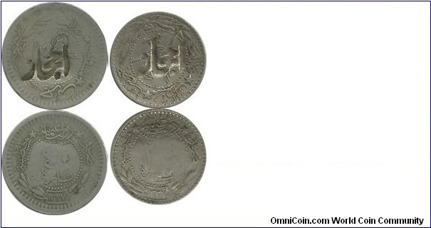 Hejaz Countrmark on Ottoman coins (40 Para and 20 Para)