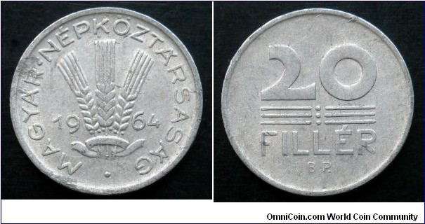 Hungary 20 filler.
1964