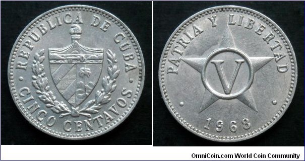 Cuba 5 centavos.
1968, Minted at Leningrad