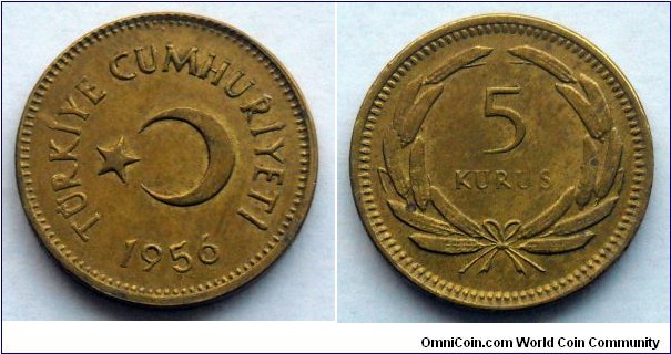 Turkey 5 kurus.
1956