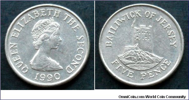 Jersey 5 pence.
1990