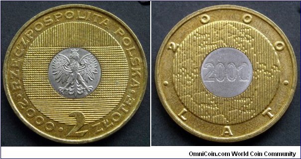 Poland 2 złote.
2000, The Year 2000 - The turn of milleniums.