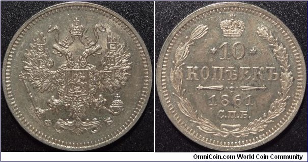 AR 10 Kopeck 1861 SPB-FB