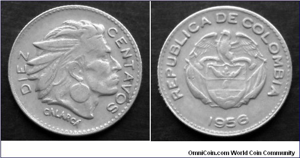 Colombia 10 centavos.
1956
