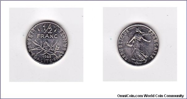 1985 FRANCE 1/2 FRANC COIN