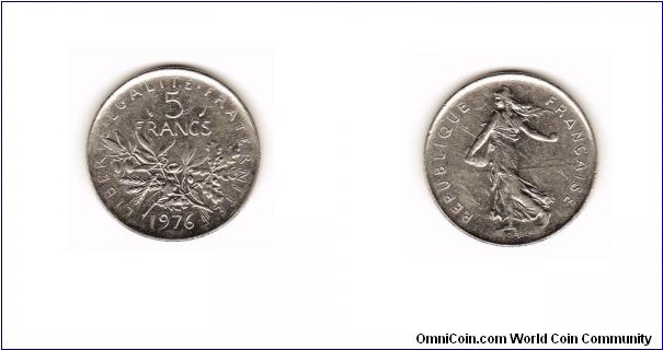 1976 FRANCE 5 FRANC COIN