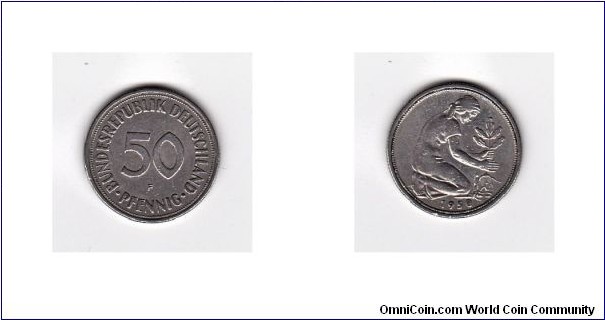 Germany 1950-F 50 Pfennig Coin