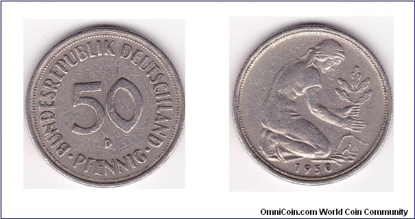 1950-D 50 Pfennig German Coin