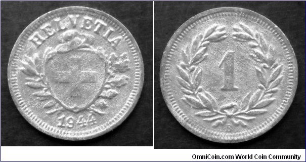 Switzerland 1 rappen.
1944 (B) Zinc