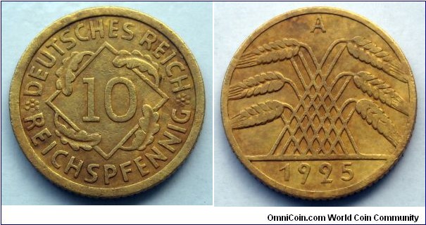 Germany (Weimar Republic) 10 reichspfennig.
1925 A