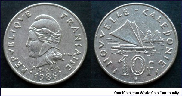 New Caledonia 10 francs. 1986 (I.E.O.M)