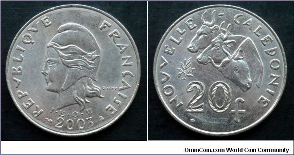 New Caledonia 20 francs. 2003 (I.E.O.M)