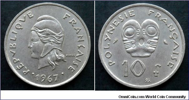 French Polynesia 10 francs. 1967 (II)