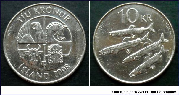 Iceland 10 krónur.
2008 (VI)