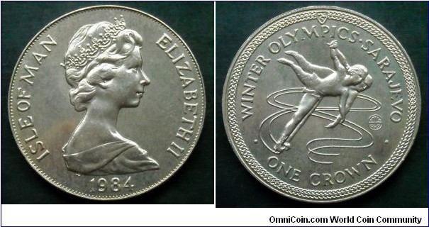 Isle of Man 1 crown.
1984, Winter Olympics - Sarajevo