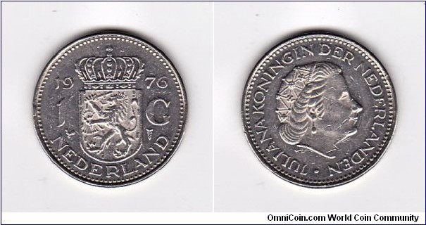Netherlands 1976 Juliana One gulden Coin