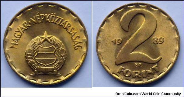Hungary 2 forint.
1989