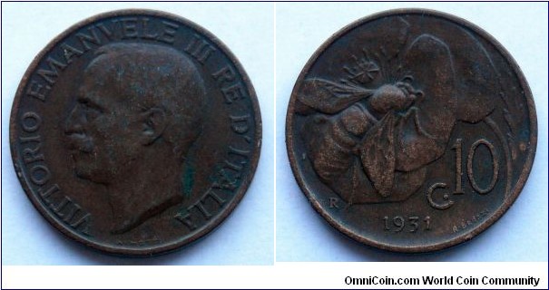 Italy 10 centesimi.
1931 (III)