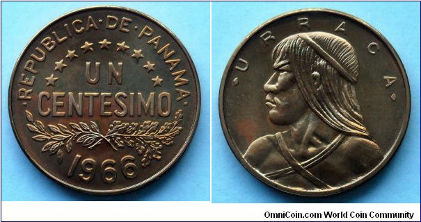 Panama 1 centesimo.
1966, Proof. Mintage: 13.000 pieces