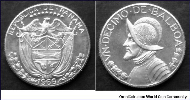 Panama 1/10 balboa.
1966, Proof. Mintage: 13.000 pieces