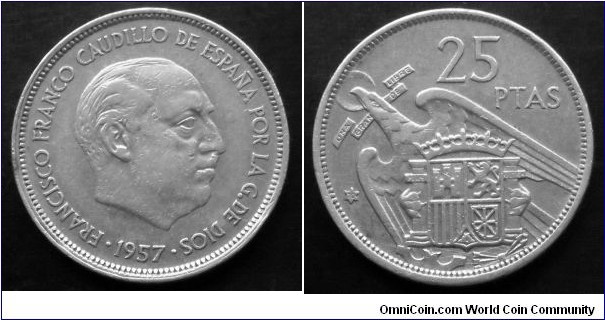 Spain 25 pesetas.
1957 (1970) II