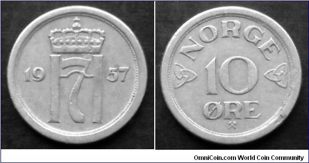 Norway 10 ore.
1957 (II)