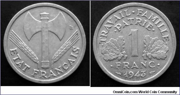 Vichy French State 1 franc.
1943 (III)