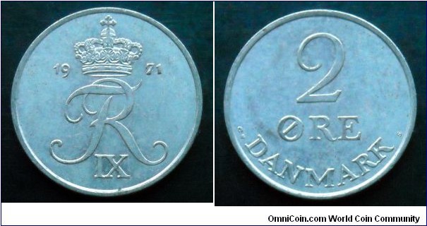 Denmark 2 ore.
1971, Zinc (II)