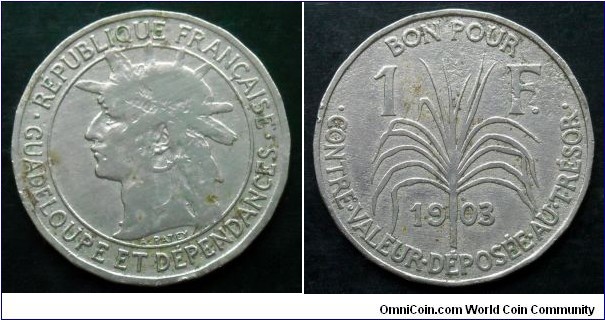 Guadeloupe 1 franc.
1903