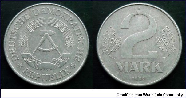 German Democratic Republic (East Germany) 2 mark. 1980