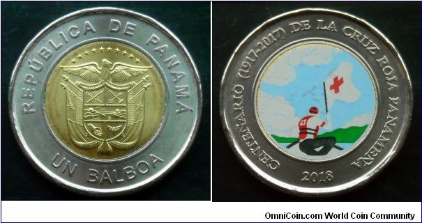 Panama 1 balboa.
2018, Centenary of the Panamanian Red Cross.