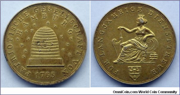 Patriotische Gesellschaft von 1765.
Hamburg. Gold plated silver medal.