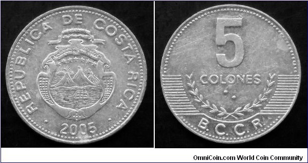 Costa Rica 5 colones.
2005, Al.